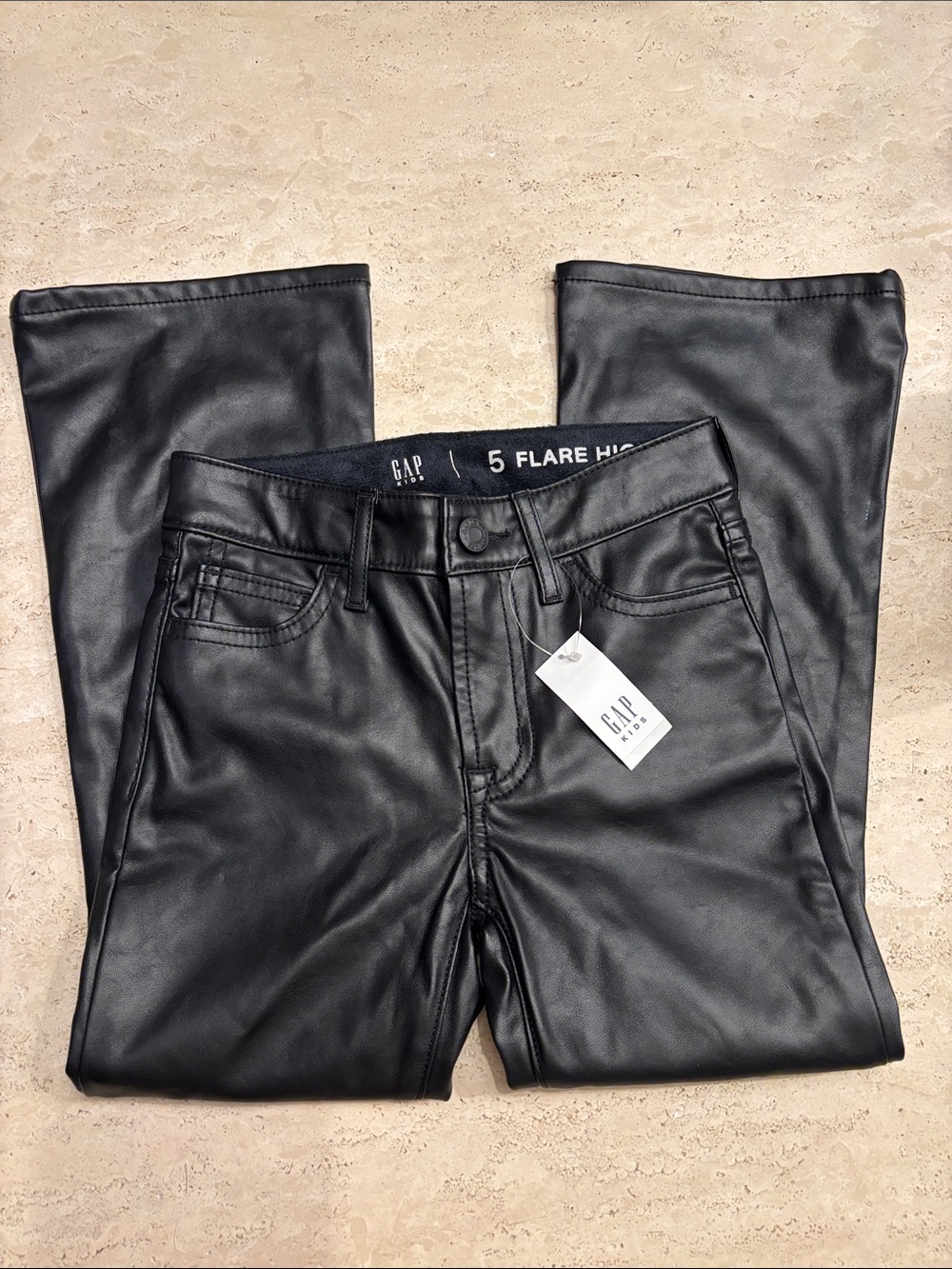 GAP Kids Black Faux Leather Flared Pants